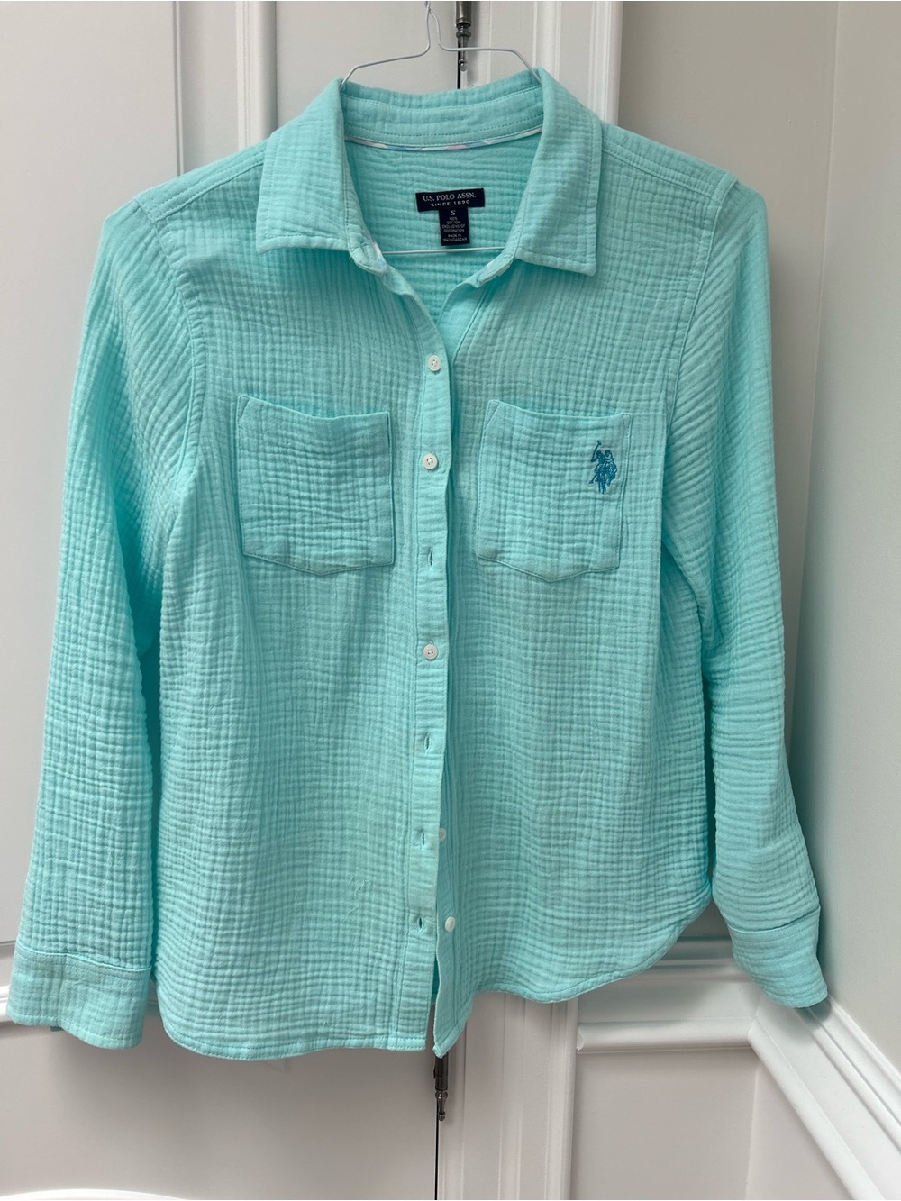 U.S. Polo Assn. Aqua Textured Cotton Button-Down